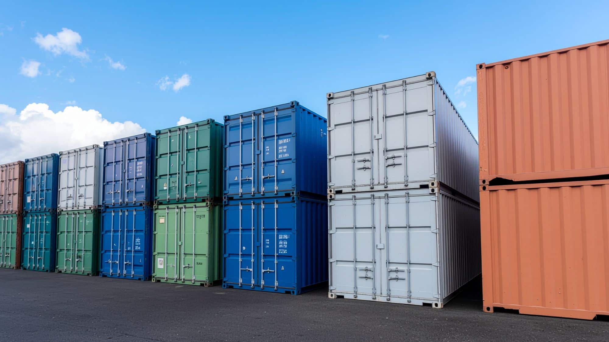 Stacked shipping containers