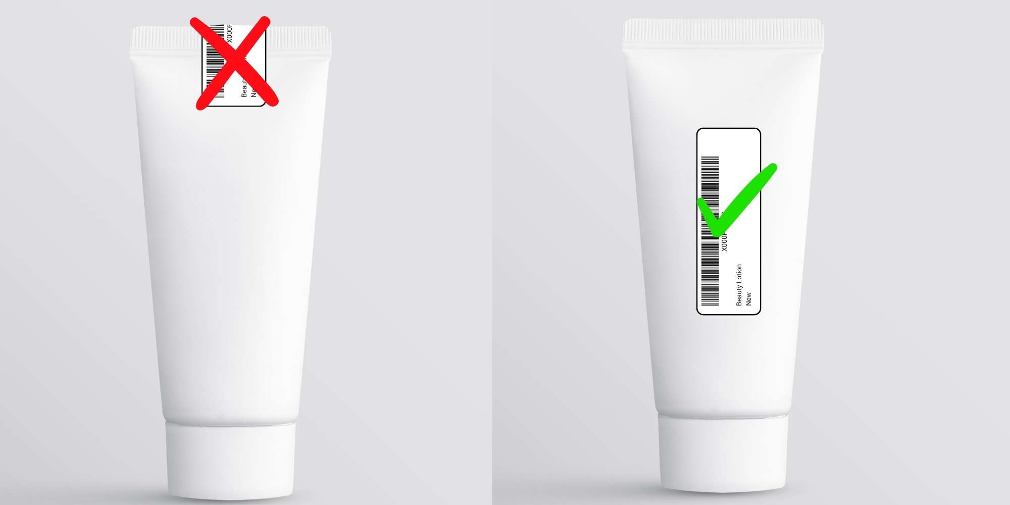 graphic showing correct placement of FNSKU label on a product