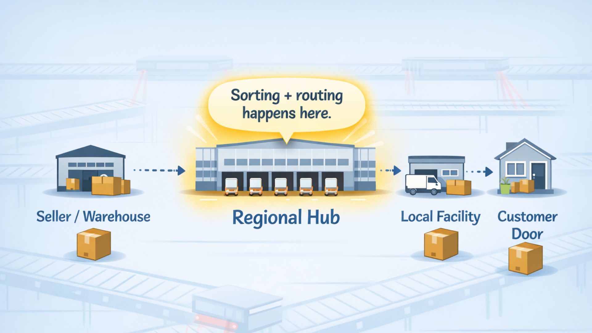 Arrived at Hub Meaning