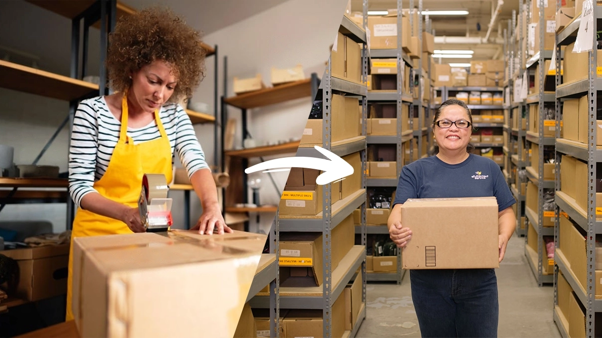 woman packaging an order to be fulfilled